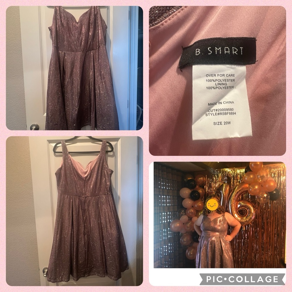B-Smart pink and black shimmer dress size 20w